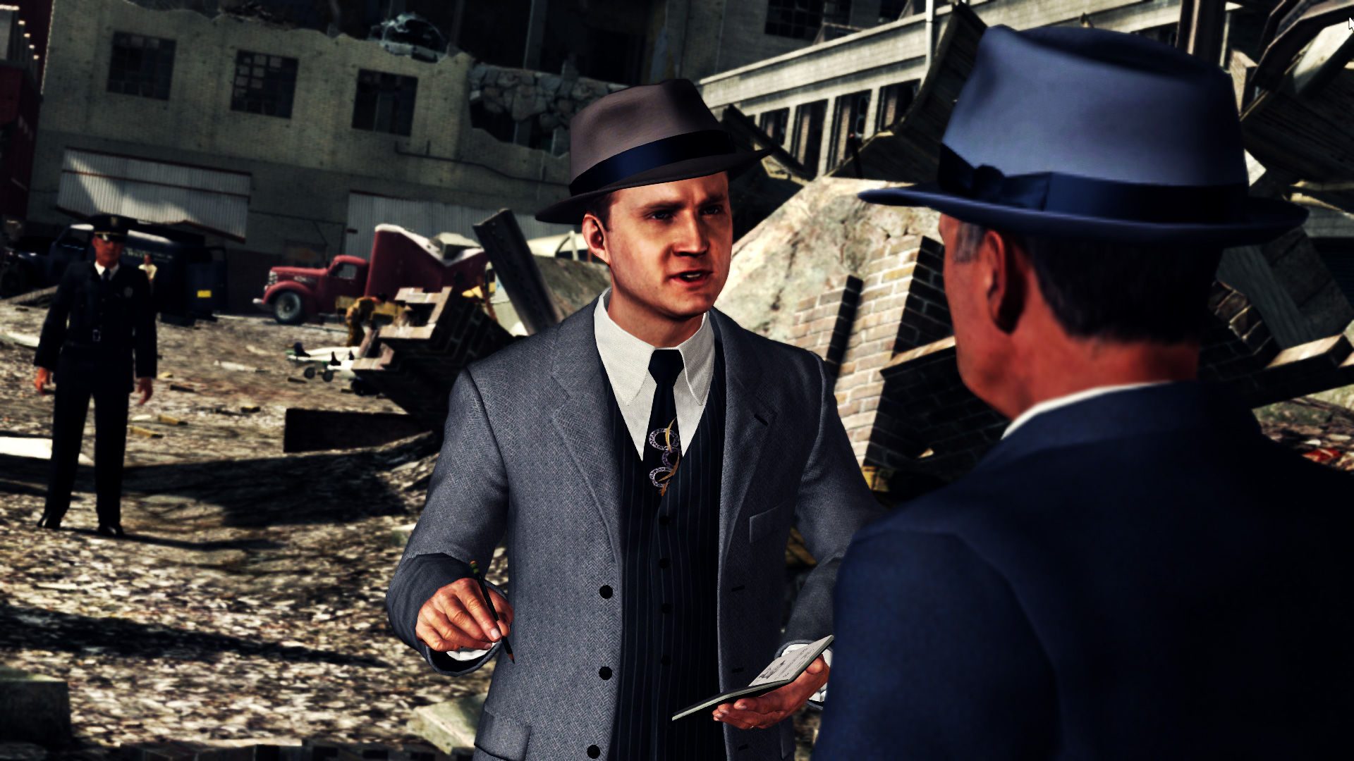 L.A. Noire : Cole Phelps sur une scène de crime à Los Angeles